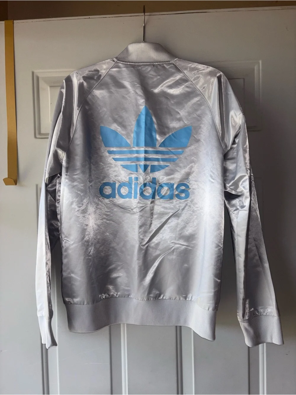 Adidas Originals NYC silver 25th anniversary satin jacket size S